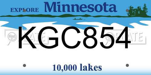 KGC854 Minnesota License Plate