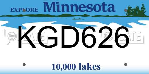 KGD626 Minnesota License Plate