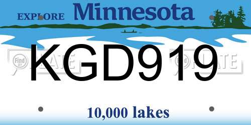 KGD919 Minnesota License Plate