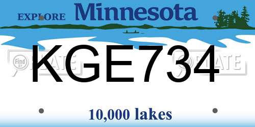 KGE734 Minnesota License Plate