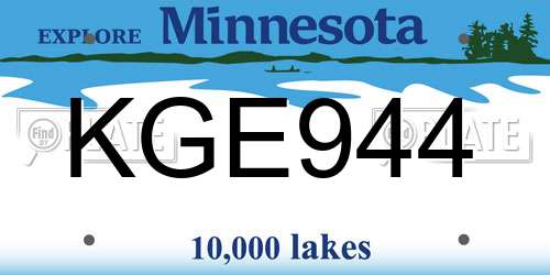 KGE944 Minnesota License Plate
