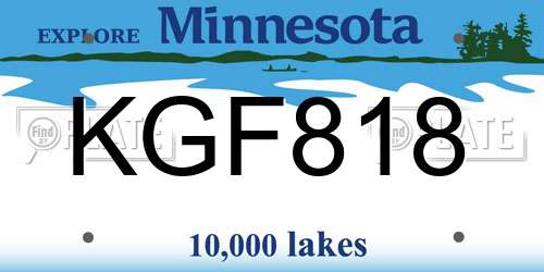 KGF818 Minnesota License Plate