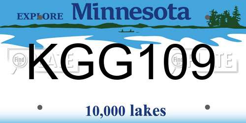 KGG109 Minnesota License Plate