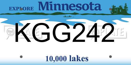 KGG242 Minnesota License Plate