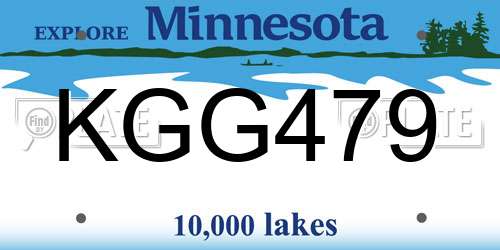 KGG479 Minnesota License Plate
