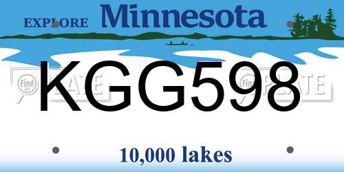 KGG598 Minnesota License Plate