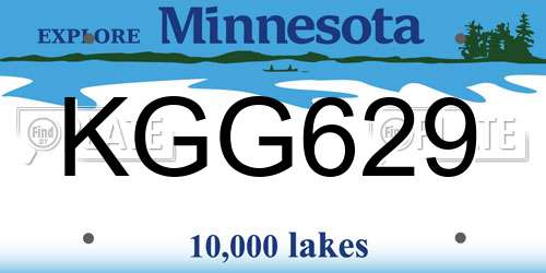 KGG629 Minnesota License Plate
