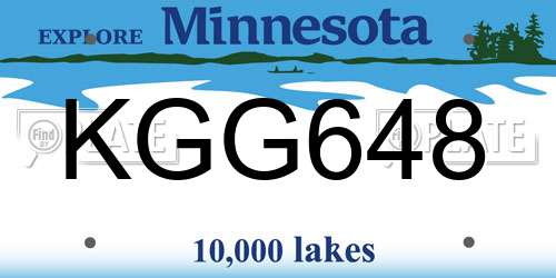 KGG648 Minnesota License Plate
