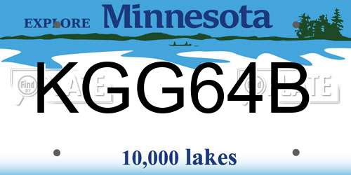 KGG64B Minnesota License Plate