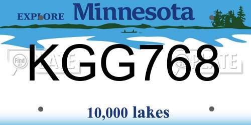KGG768 Minnesota License Plate