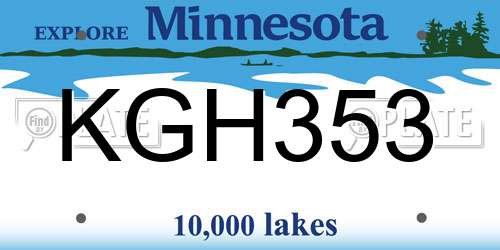 KGH353 Minnesota License Plate
