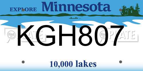 KGH807 Minnesota License Plate
