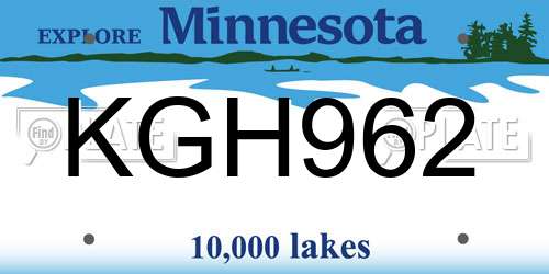 KGH962 Minnesota License Plate