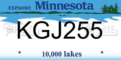 KGJ255 Minnesota License Plate