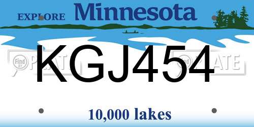KGJ454 Minnesota License Plate