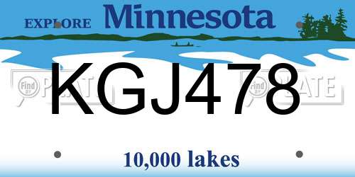KGJ478 Minnesota License Plate