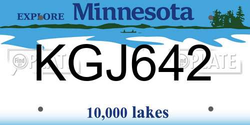 KGJ642 Minnesota License Plate