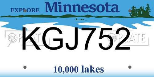 KGJ752 Minnesota License Plate