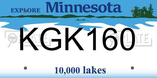 KGK160 Minnesota License Plate