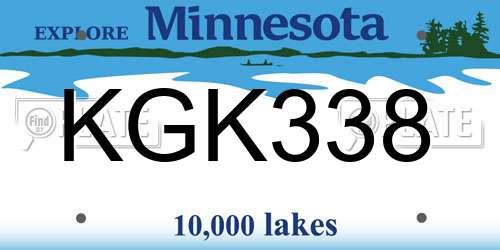 KGK338 Minnesota License Plate
