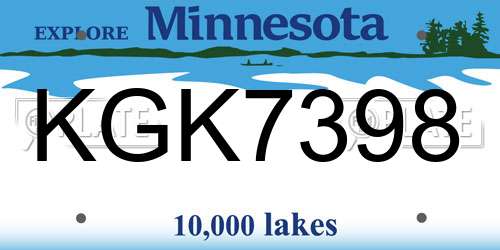 KGK7398 Minnesota License Plate