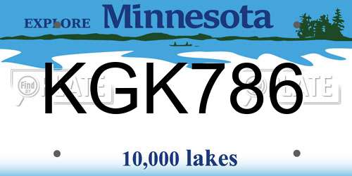KGK786 Minnesota License Plate