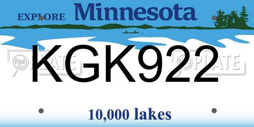 KGK922 Minnesota License Plate