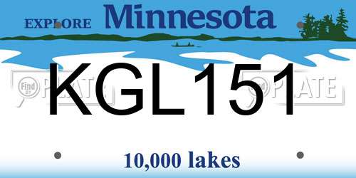 KGL151 Minnesota License Plate