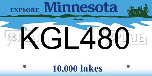 KGL480 Minnesota License Plate
