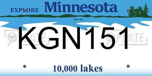 KGN151 Minnesota License Plate
