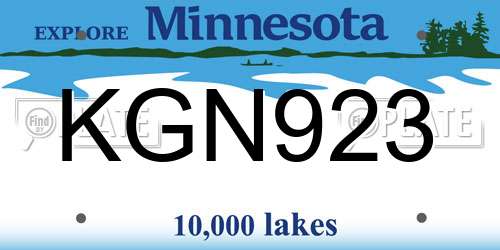 KGN923 Minnesota License Plate
