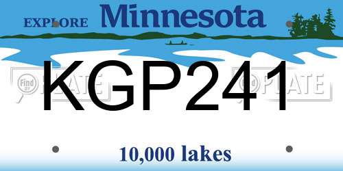 KGP241 Minnesota License Plate