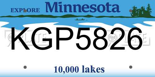 KGP5826 Minnesota License Plate