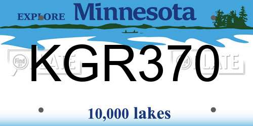 KGR370 Minnesota License Plate