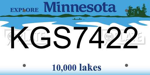 KGS7422 Minnesota License Plate