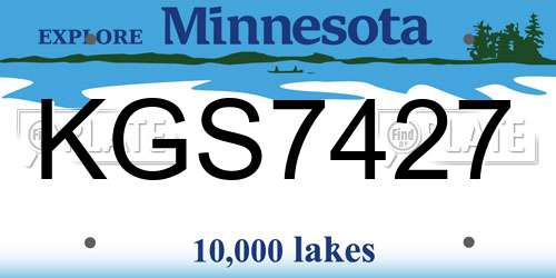 KGS7427 Minnesota License Plate