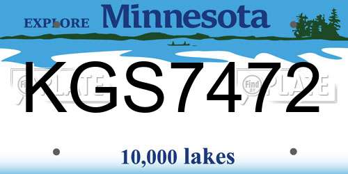 KGS7472 Minnesota License Plate