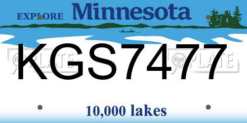 KGS7477 Minnesota License Plate
