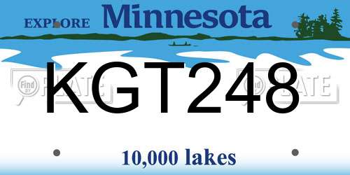 KGT248 Minnesota License Plate