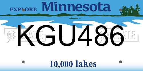 KGU486 Minnesota License Plate