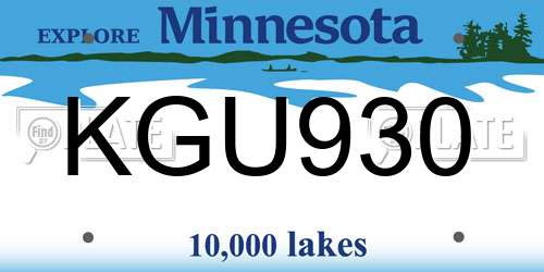 KGU930 Minnesota License Plate