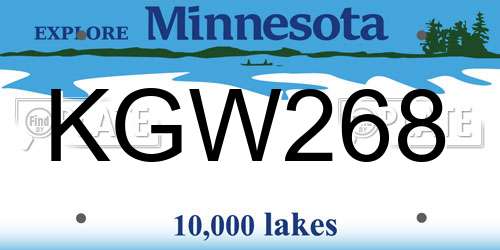 KGW268 Minnesota License Plate