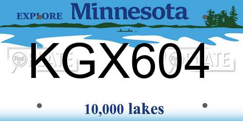 KGX604 Minnesota License Plate