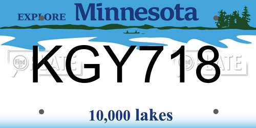 KGY718 Minnesota License Plate