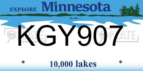 KGY907 Minnesota License Plate
