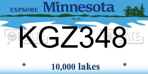 KGZ348 Minnesota License Plate