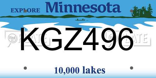 KGZ496 Minnesota License Plate