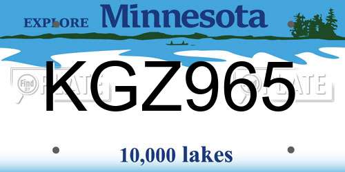 KGZ965 Minnesota License Plate
