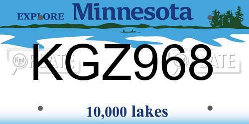 KGZ968 Minnesota License Plate