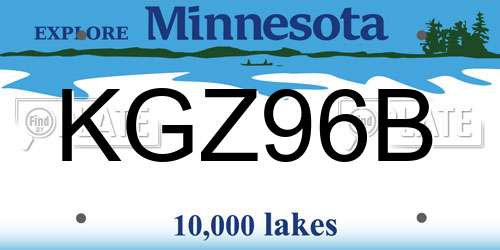 KGZ96B Minnesota License Plate